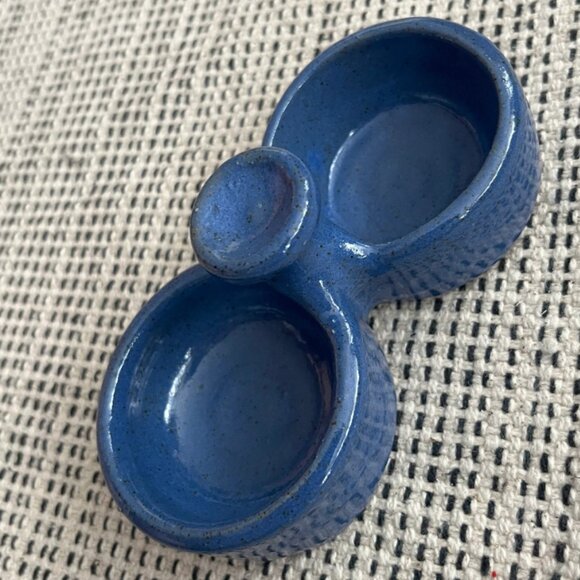 Vintage Periwinkle Blue Mini Double Dish Pottery Catch All - Picture 3 of 5